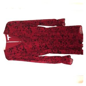 BCBGeneration Long Sleeve Romper - Red Lace Up